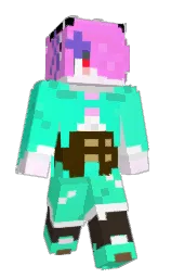 bright turquoise and blush pink Minecraft skin — Slim model — first worn by kingdom411