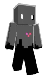 black and white Minecraft skin — Classic model — first worn by Aya_Karma