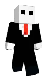 white and black Minecraft skin — Classic model — first worn by MC_MERP