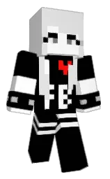 black and white Minecraft skin — Slim model — first worn by PoofeeDuke