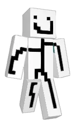white and black Minecraft skin — Classic model — first worn by hexcerz