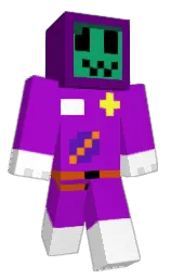 electric violet and black Minecraft skin — Classic model — first worn by shensbach