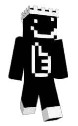 black and white Minecraft skin — Classic model — first worn by GodMode311