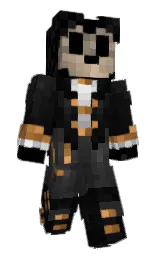 black and cod gray Minecraft skin — Classic model — first worn by HourglassHour