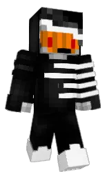 black and white Minecraft skin — Classic model — first worn by PlumePlume