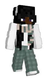 black and corduroy Minecraft skin — Slim model — first worn by Maulaera