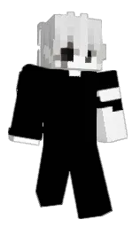 black and white Minecraft skin — Classic model — first worn by weasethe