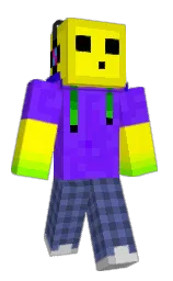 yellow and electric violet Minecraft skin — Classic model