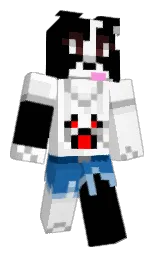 white and black Minecraft skin — Slim model — first worn by kuromai3
