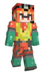 persimmon and ocean green Minecraft skin — Slim model — first worn by Owlbociz
