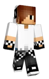 white and black Minecraft skin — Classic model — first worn by Fox_Alcarez