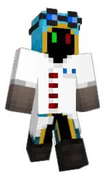 white and black Minecraft skin — Classic model — first worn by CookieMage27