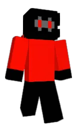 black and red Minecraft skin — Classic model — first worn by IzzyTV11
