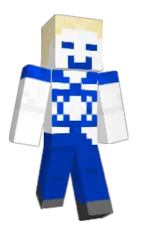 white and cobalt Minecraft skin — Classic model — first worn by percules56