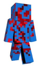denim and bright red Minecraft skin — Slim model