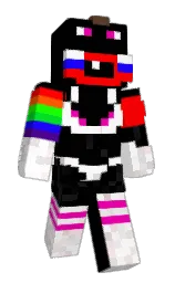 black and white Minecraft skin — Slim model — first worn by MODE_PULPY