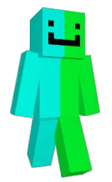 bright turquoise and green Minecraft skin — Classic model