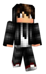 black and cod gray Minecraft skin — Classic model — first worn by lahmazun