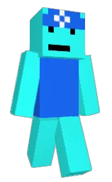 cyan / aqua and blue ribbon Minecraft skin — Slim model