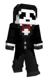 black and white Minecraft skin — Classic model — first worn by Panda_por