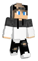 white and black Minecraft skin — Classic model — first worn by ItzWilliamLP