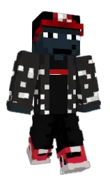 black and cod gray Minecraft skin — Classic model — first worn by maxyRacer