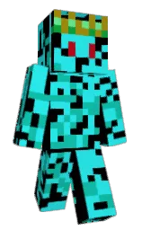 bright turquoise and black Minecraft skin — Classic model