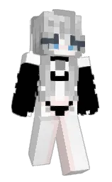 white and black Minecraft skin — Slim model — first worn by Adventure_Playz