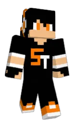 black and flush orange Minecraft skin — Classic model