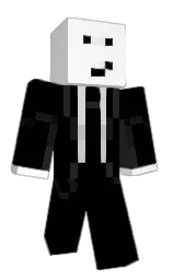 black and white Minecraft skin — Classic model — first worn by pukpuk48