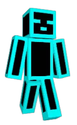 cyan / aqua and black Minecraft skin — Classic model