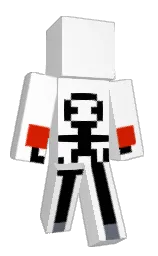 white and black Minecraft skin — Classic model — first worn by FireNuggets00