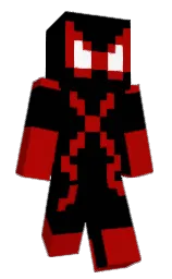 black and bright red Minecraft skin — Slim model