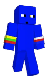 blue and alizarin crimson Minecraft skin — Classic model