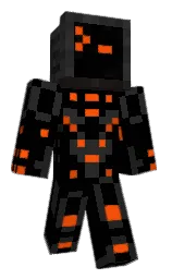 black and international orange Minecraft skin — Classic model — first worn by Droi_