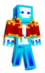 cyan / aqua and guardsman red Minecraft skin — Slim model — first worn by MEBE_YT