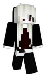 black and white Minecraft skin — Classic model — first worn by migoot