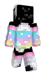 black and white Minecraft skin — Slim model — first worn by Mirrly