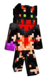 red and black Minecraft skin — Slim model — first worn by PixelWarrior201
