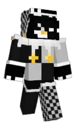 black and cod gray Minecraft skin — Slim model — first worn by LeighTheLion