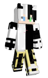 white and black Minecraft skin — Slim model — first worn by Minnnt