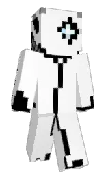 black and white Minecraft skin — Classic model — first worn by WorldCreator67
