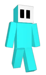 cyan / aqua and white Minecraft skin — Slim model — first worn by DR_BUTTZO