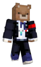 black and steel gray Minecraft skin — Classic model — first worn by TeeWhyGuy