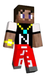 red and black Minecraft skin — Classic model — first worn by NewWorldDEV