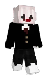 black and white Minecraft skin — Slim model — first worn by Cykfv