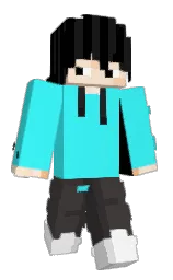 bright turquoise and black Minecraft skin — Classic model
