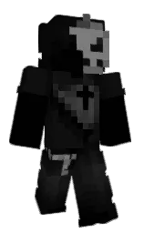 black and cod gray Minecraft skin — Classic model — first worn by NEGROXTX