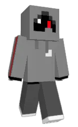 black and gray Minecraft skin — Classic model — first worn by dozukuro
