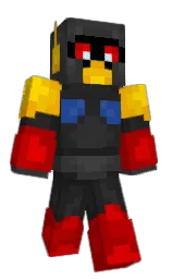 bright red and cod gray Minecraft skin — Classic model — first worn by LakrizaChan
